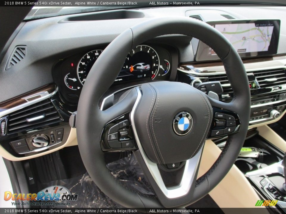 2018 BMW 5 Series 540i xDrive Sedan Alpine White / Canberra Beige/Black Photo #15
