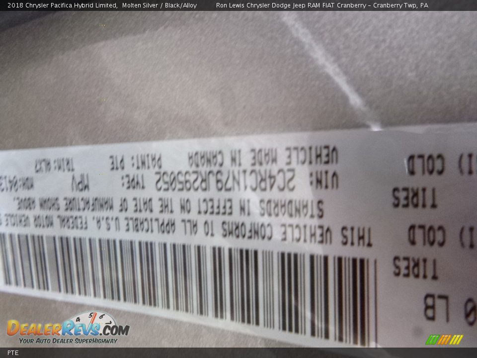 Chrysler Color Code PTE Molten Silver