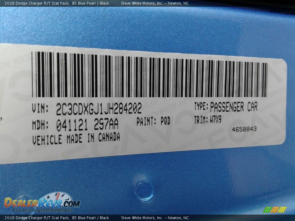 2018 Dodge Charger R/T Scat Pack B5 Blue Pearl / Black Photo #33