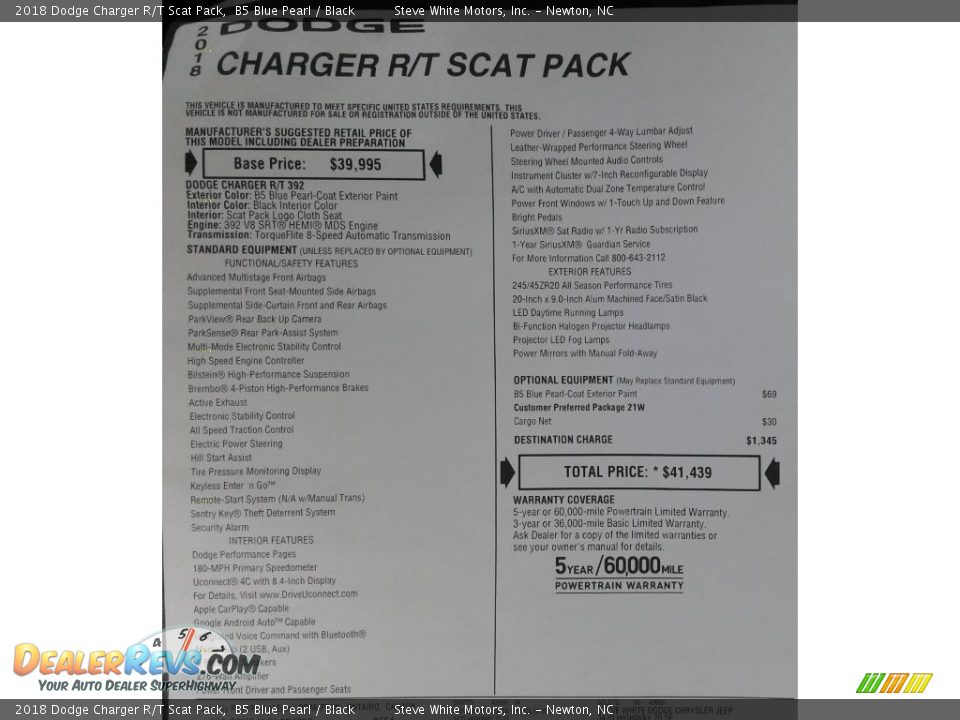 2018 Dodge Charger R/T Scat Pack B5 Blue Pearl / Black Photo #34