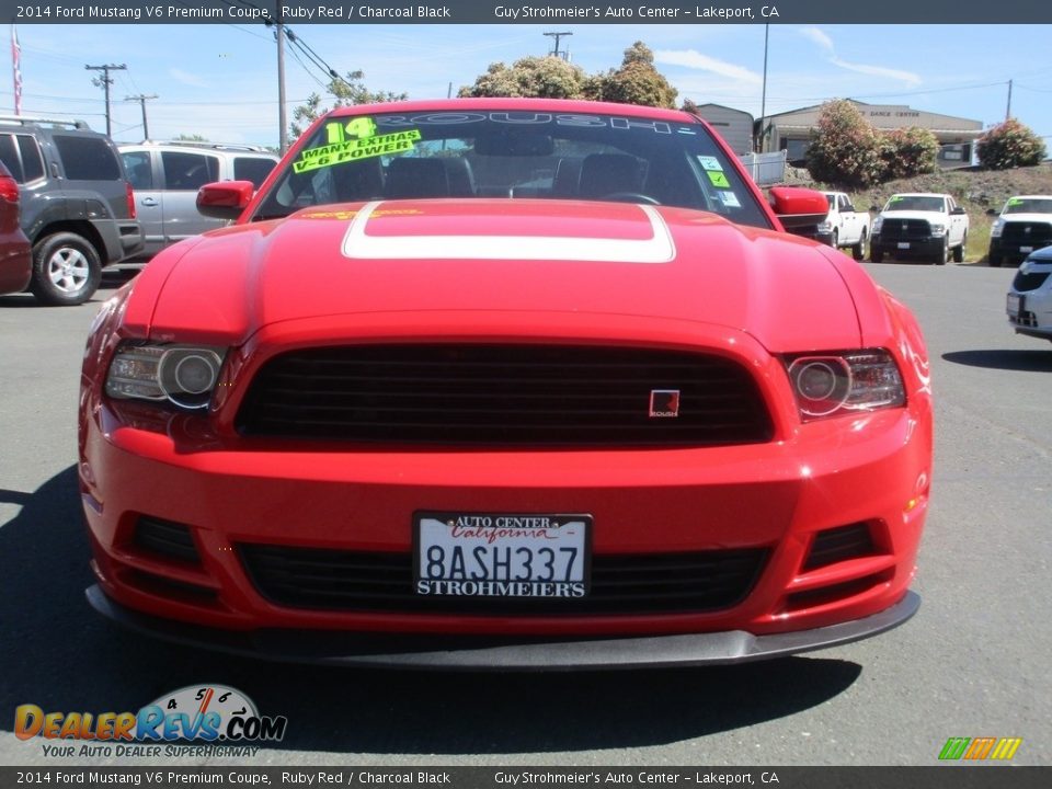 2014 Ford Mustang V6 Premium Coupe Ruby Red / Charcoal Black Photo #2