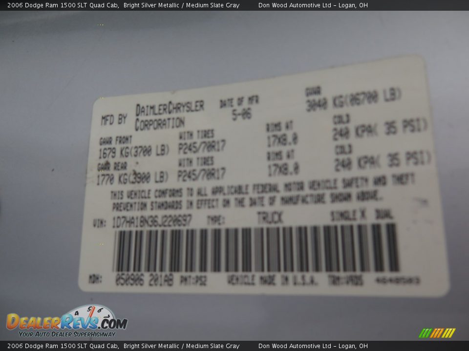 2006 Dodge Ram 1500 SLT Quad Cab Bright Silver Metallic / Medium Slate Gray Photo #34