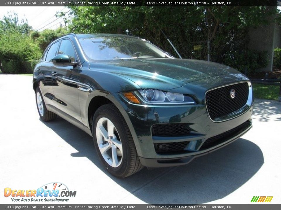 2018 Jaguar F-PACE 30t AWD Premium British Racing Green Metallic / Latte Photo #2