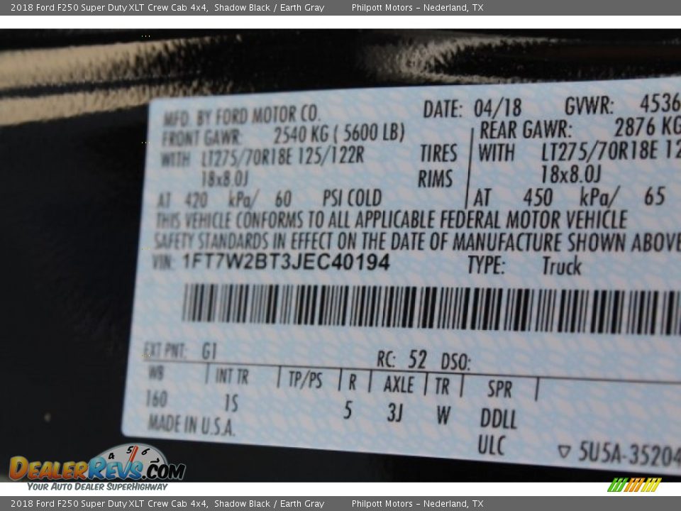 2018 Ford F250 Super Duty XLT Crew Cab 4x4 Shadow Black / Earth Gray Photo #33