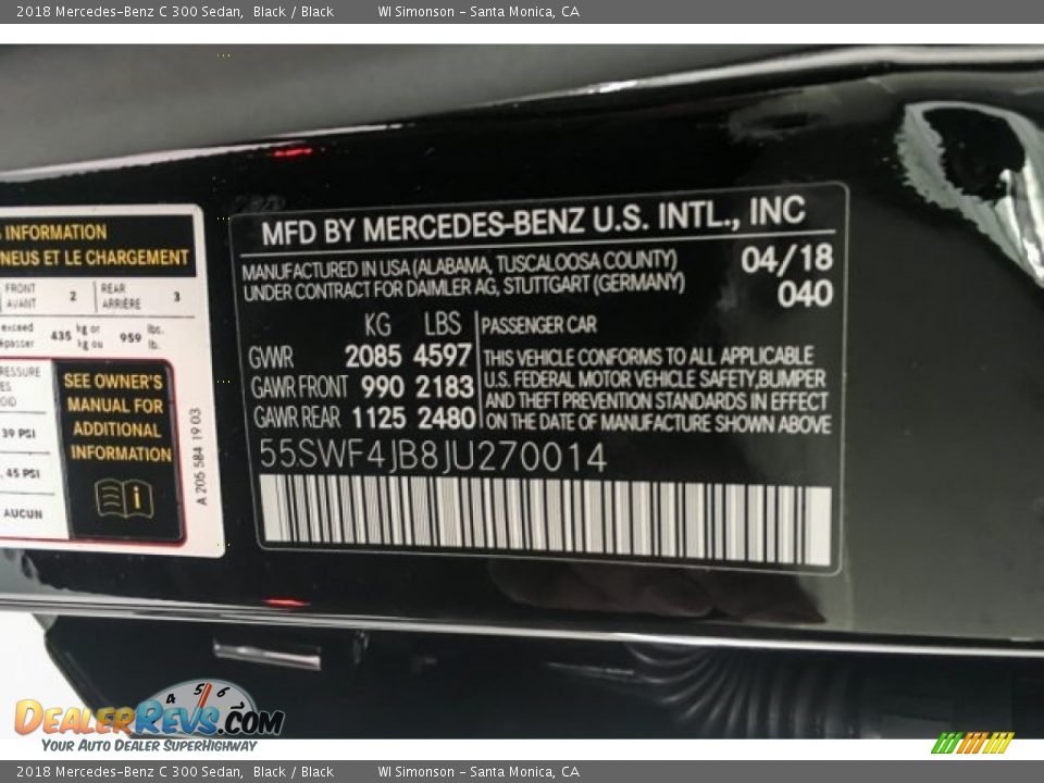 2018 Mercedes-Benz C 300 Sedan Black / Black Photo #11