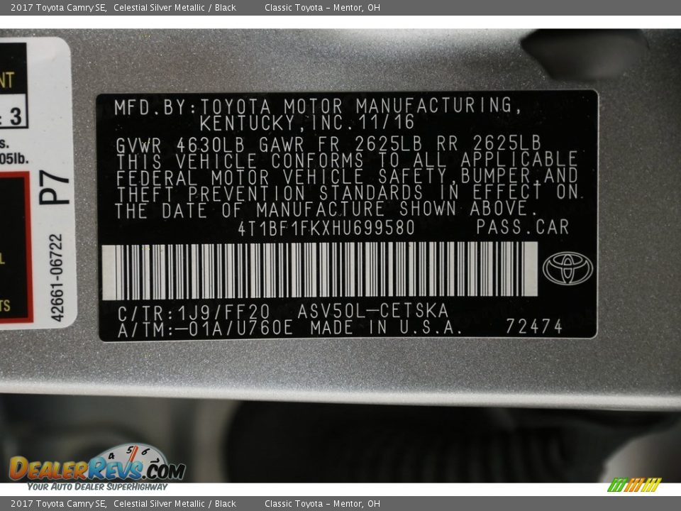 2017 Toyota Camry SE Celestial Silver Metallic / Black Photo #18