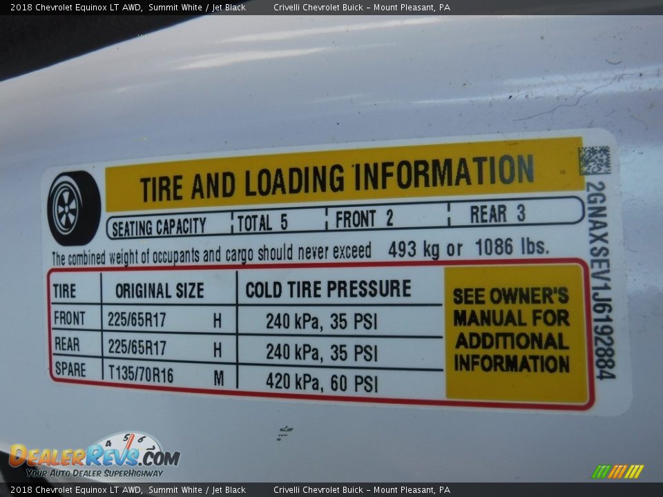 2018 Chevrolet Equinox LT AWD Summit White / Jet Black Photo #32