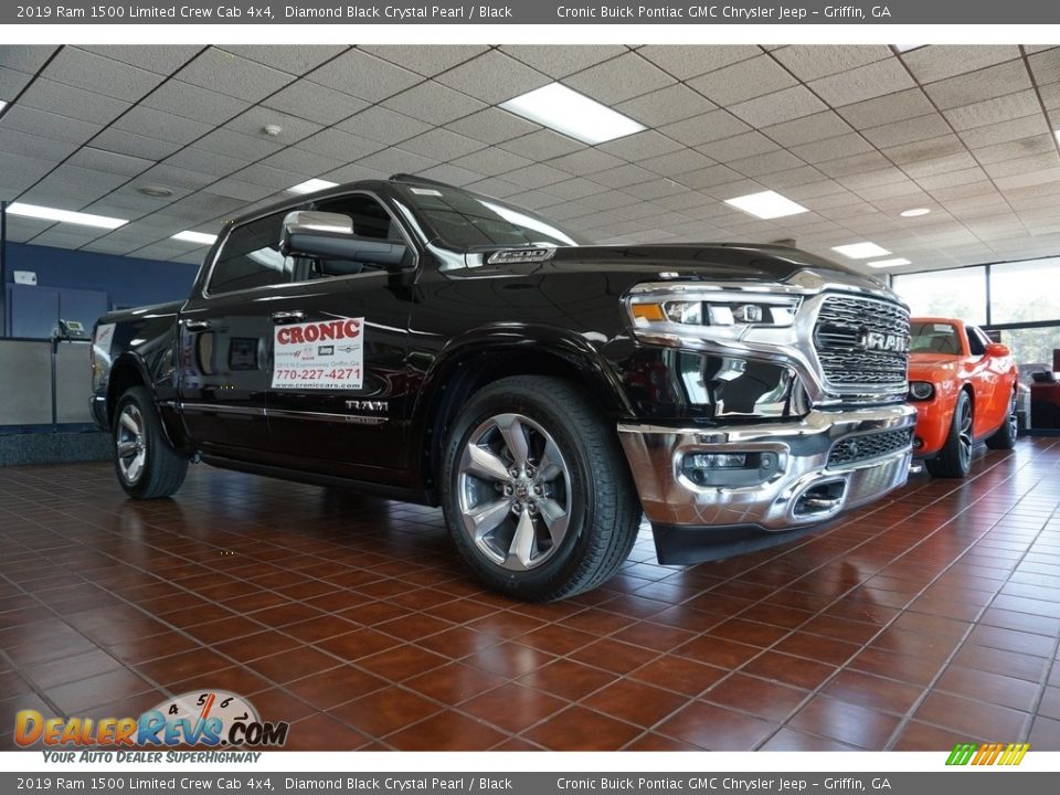 2019 Ram 1500 Limited Crew Cab 4x4 Diamond Black Crystal Pearl / Black Photo #1