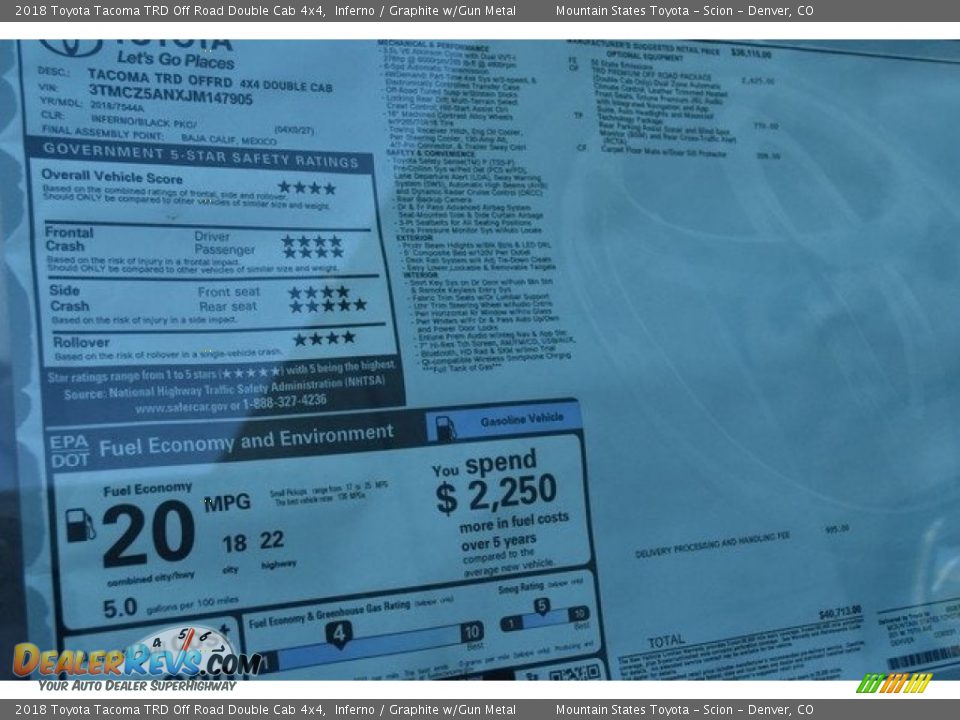 2018 Toyota Tacoma TRD Off Road Double Cab 4x4 Inferno / Graphite w/Gun Metal Photo #36