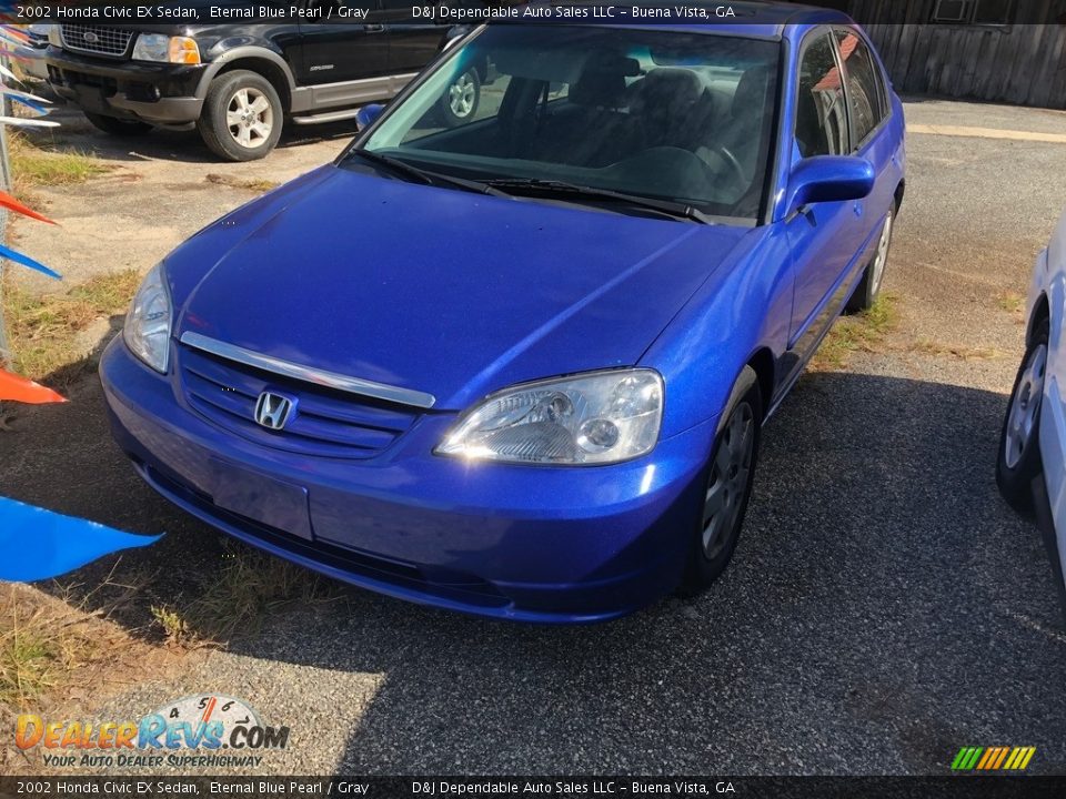 2002 Honda Civic EX Sedan Eternal Blue Pearl / Gray Photo #3