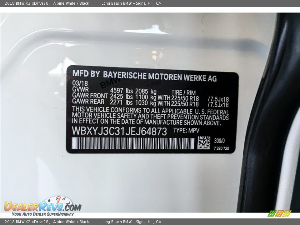 2018 BMW X2 xDrive28i Alpine White / Black Photo #11