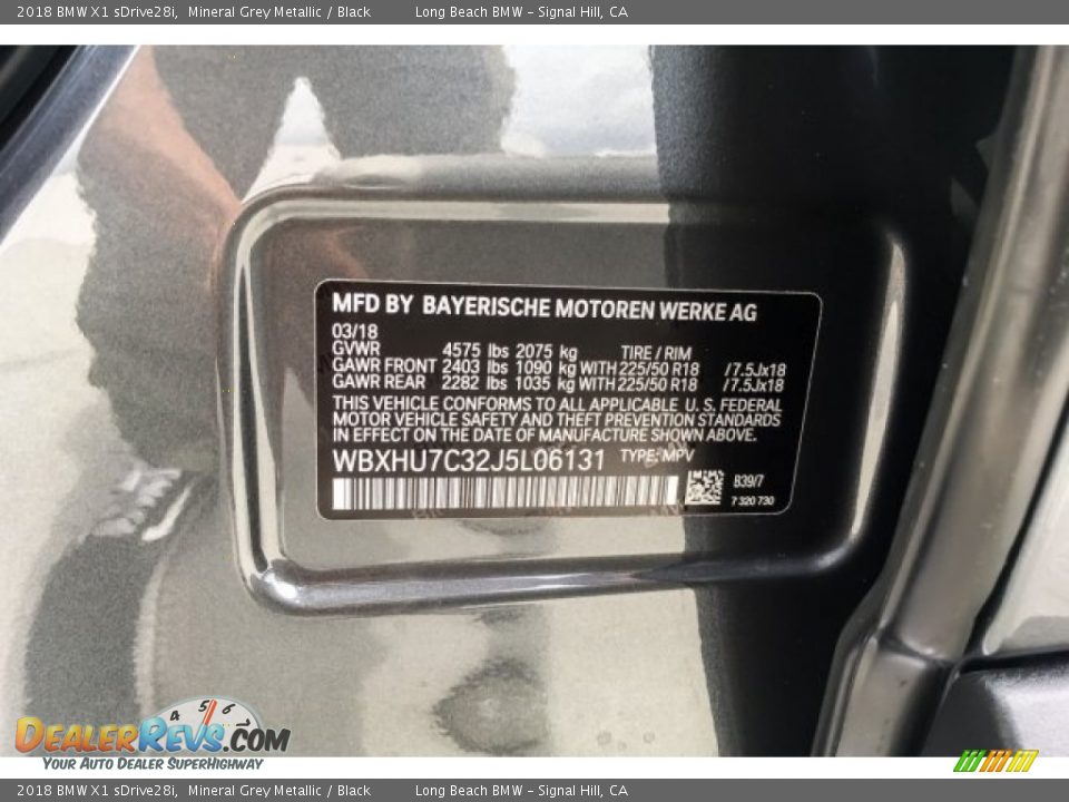 2018 BMW X1 sDrive28i Mineral Grey Metallic / Black Photo #11