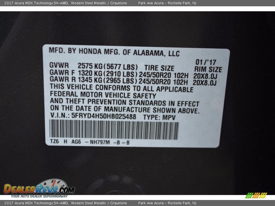 2017 Acura MDX Technology SH-AWD Modern Steel Metallic / Graystone Photo #30