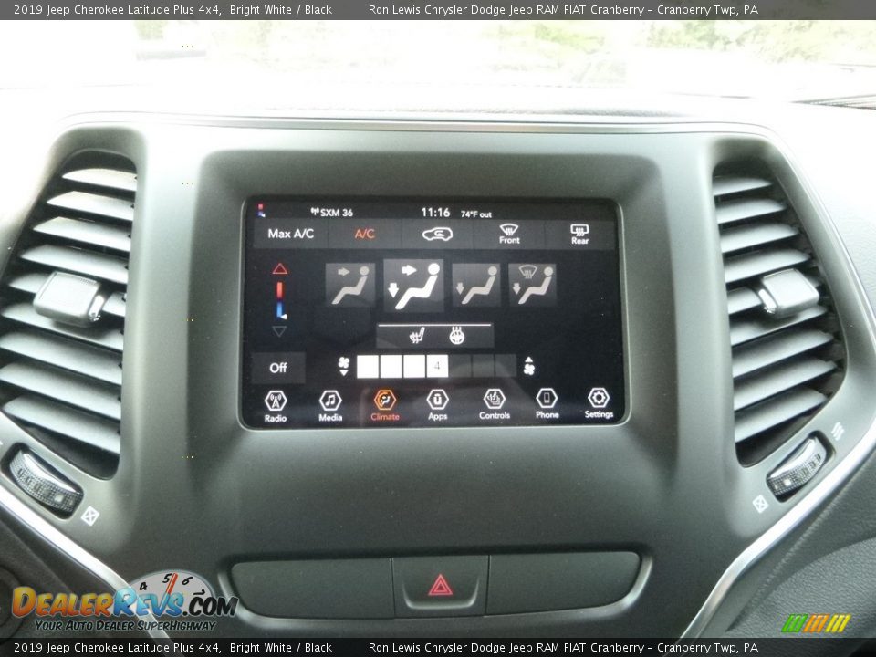 2019 Jeep Cherokee Latitude Plus 4x4 Bright White / Black Photo #16