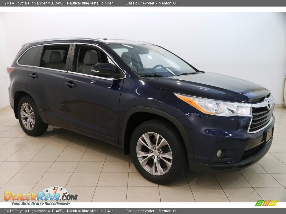 2014 Toyota Highlander XLE AWD Nautical Blue Metallic / Ash Photo #1