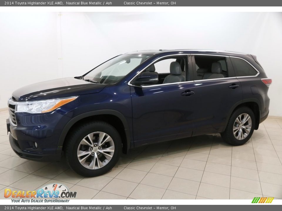 2014 Toyota Highlander XLE AWD Nautical Blue Metallic / Ash Photo #3