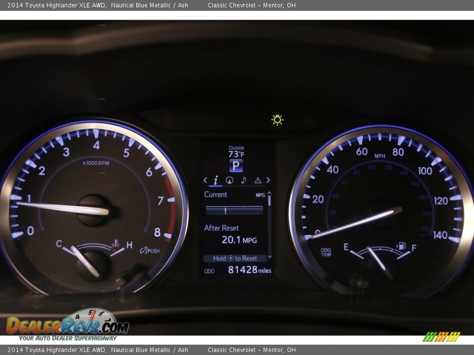 2014 Toyota Highlander XLE AWD Nautical Blue Metallic / Ash Photo #8