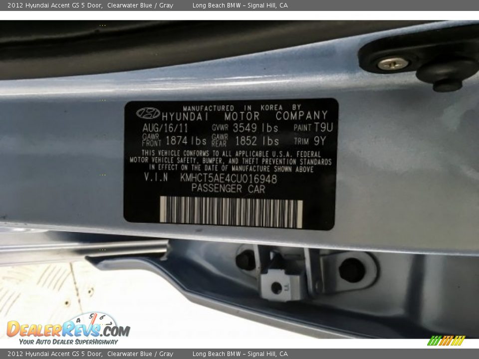 2012 Hyundai Accent GS 5 Door Clearwater Blue / Gray Photo #21