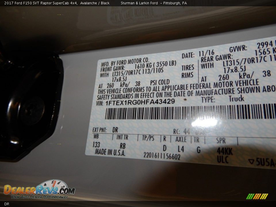 Ford Color Code DR Avalanche