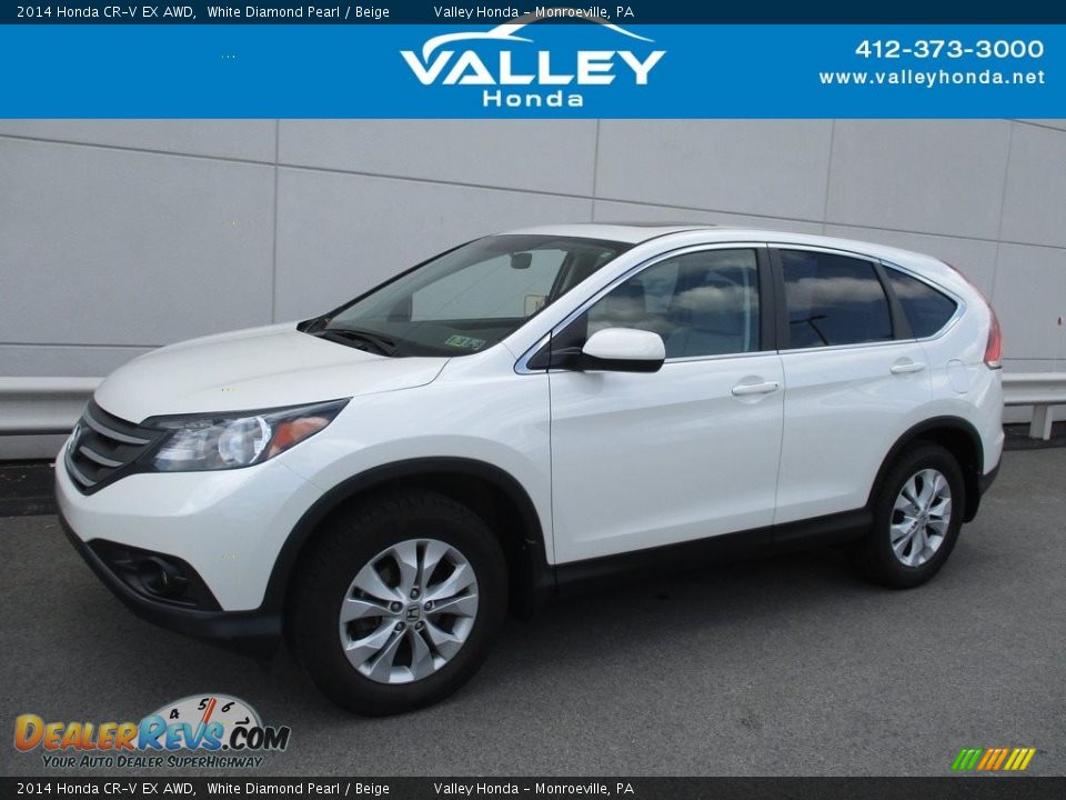 2014 Honda CR-V EX AWD White Diamond Pearl / Beige Photo #1