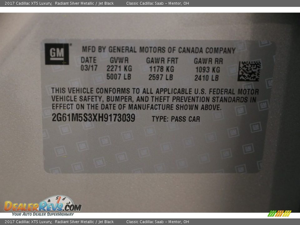 2017 Cadillac XTS Luxury Radiant Silver Metallic / Jet Black Photo #21