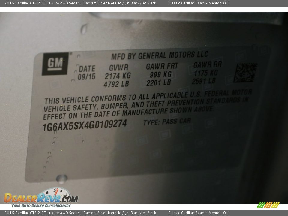 2016 Cadillac CTS 2.0T Luxury AWD Sedan Radiant Silver Metallic / Jet Black/Jet Black Photo #21