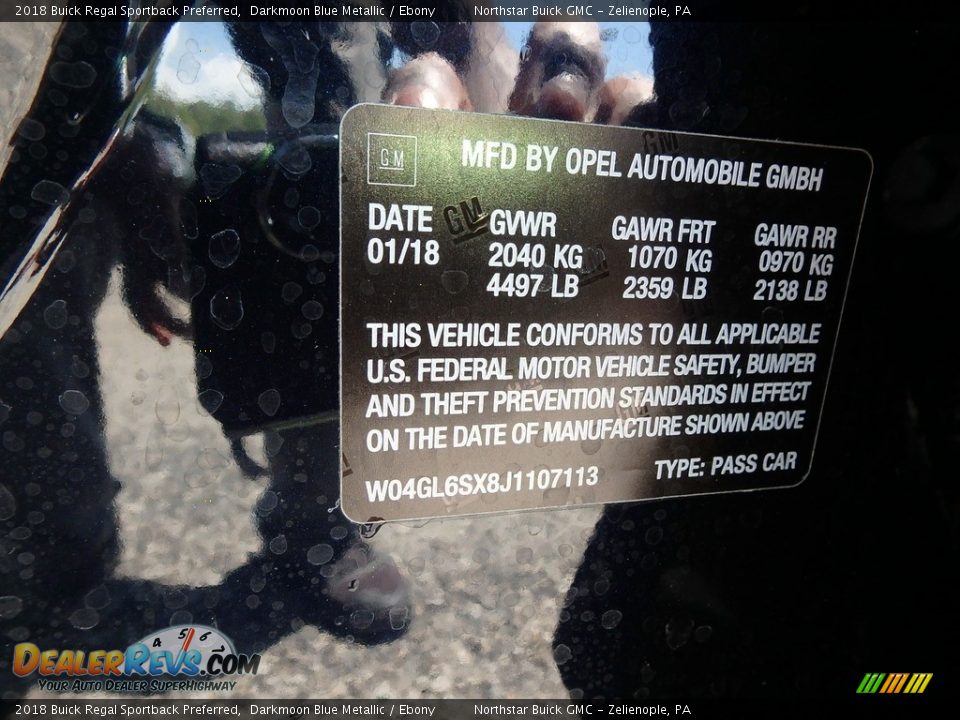 2018 Buick Regal Sportback Preferred Darkmoon Blue Metallic / Ebony Photo #15