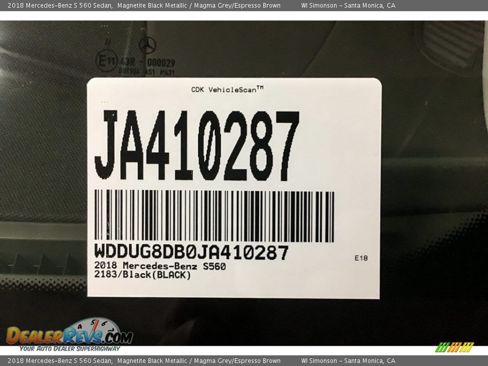 2018 Mercedes-Benz S 560 Sedan Magnetite Black Metallic / Magma Grey/Espresso Brown Photo #11