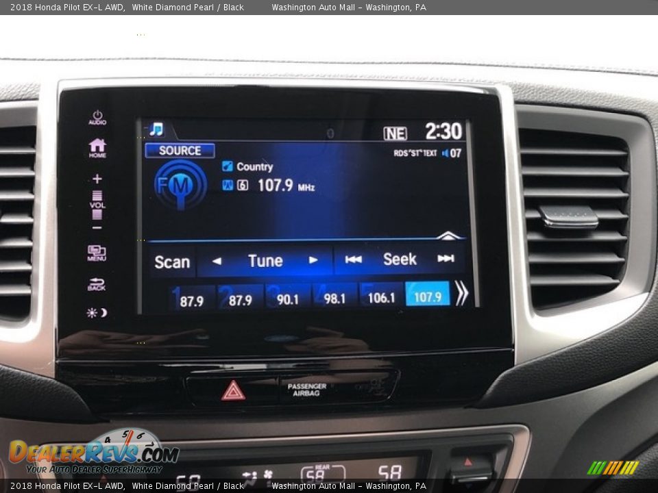 2018 Honda Pilot EX-L AWD White Diamond Pearl / Black Photo #14