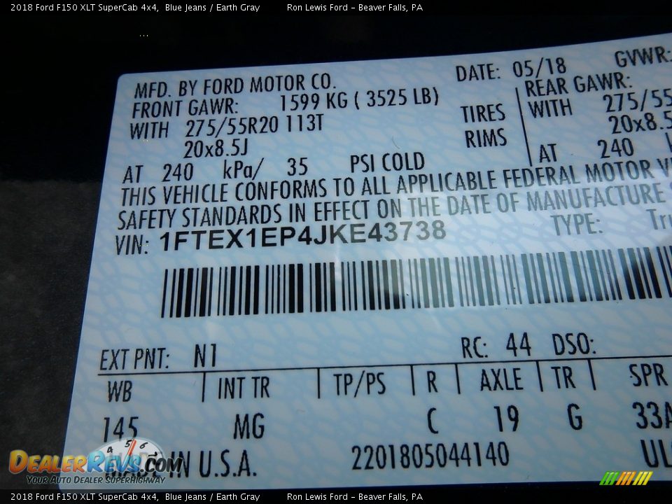 2018 Ford F150 XLT SuperCab 4x4 Blue Jeans / Earth Gray Photo #14