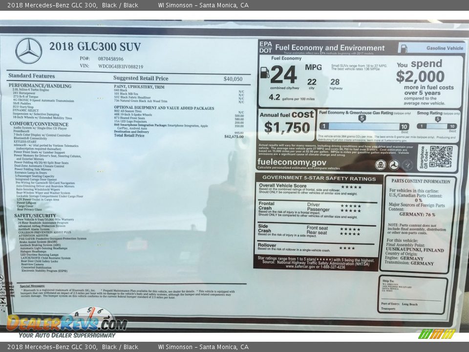 2018 Mercedes-Benz GLC 300 Black / Black Photo #10