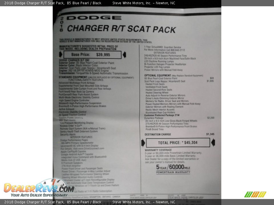 2018 Dodge Charger R/T Scat Pack B5 Blue Pearl / Black Photo #31