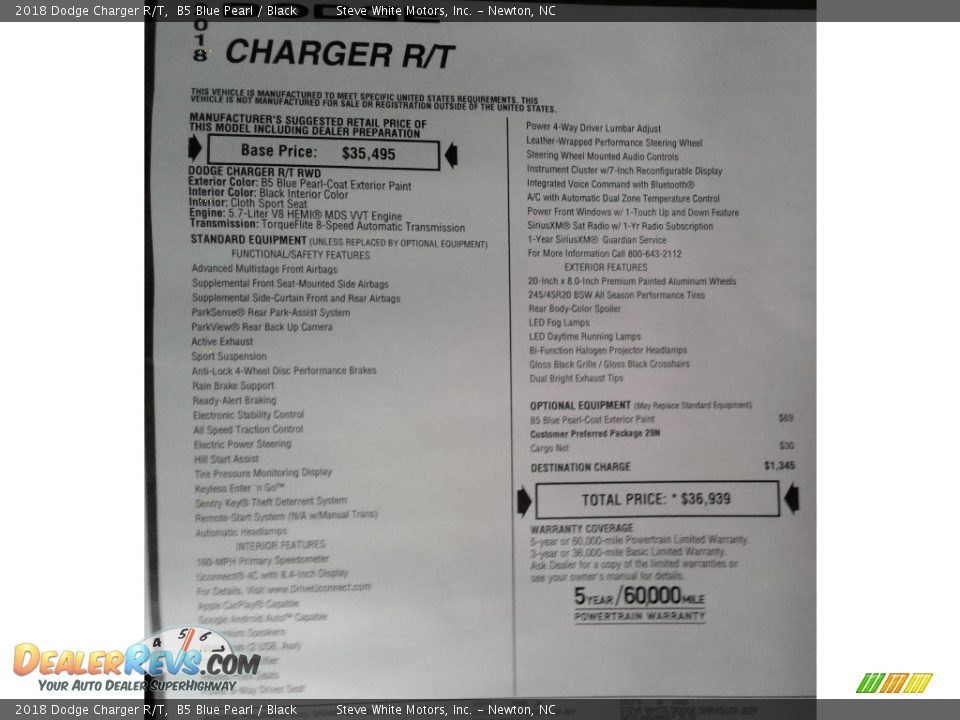 2018 Dodge Charger R/T B5 Blue Pearl / Black Photo #31
