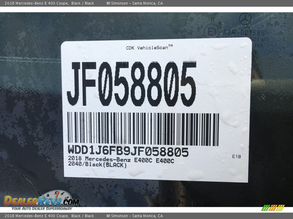 2018 Mercedes-Benz E 400 Coupe Black / Black Photo #11