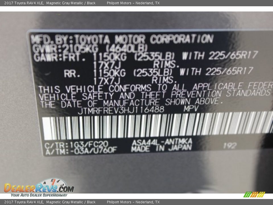 2017 Toyota RAV4 XLE Magnetic Gray Metallic / Black Photo #35