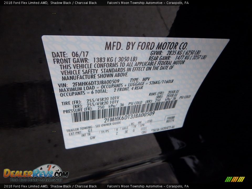 2018 Ford Flex Limited AWD Shadow Black / Charcoal Black Photo #23