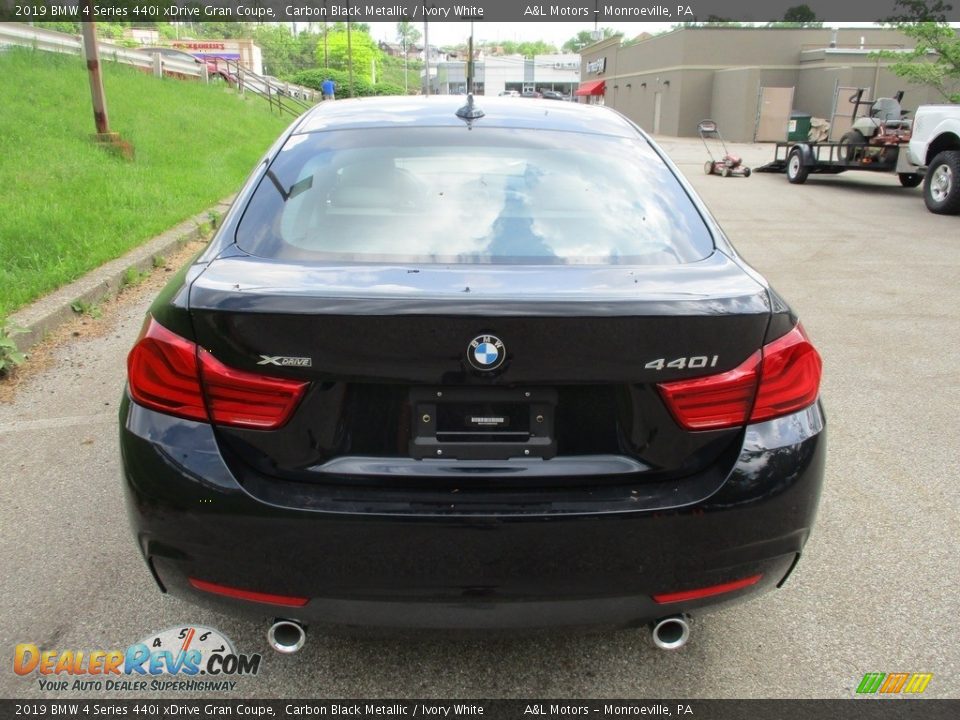 2019 BMW 4 Series 440i xDrive Gran Coupe Carbon Black Metallic / Ivory White Photo #4