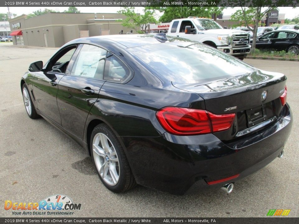 2019 BMW 4 Series 440i xDrive Gran Coupe Carbon Black Metallic / Ivory White Photo #5