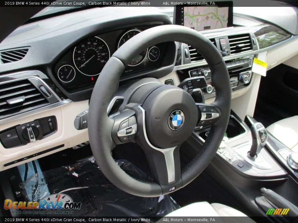 2019 BMW 4 Series 440i xDrive Gran Coupe Carbon Black Metallic / Ivory White Photo #14