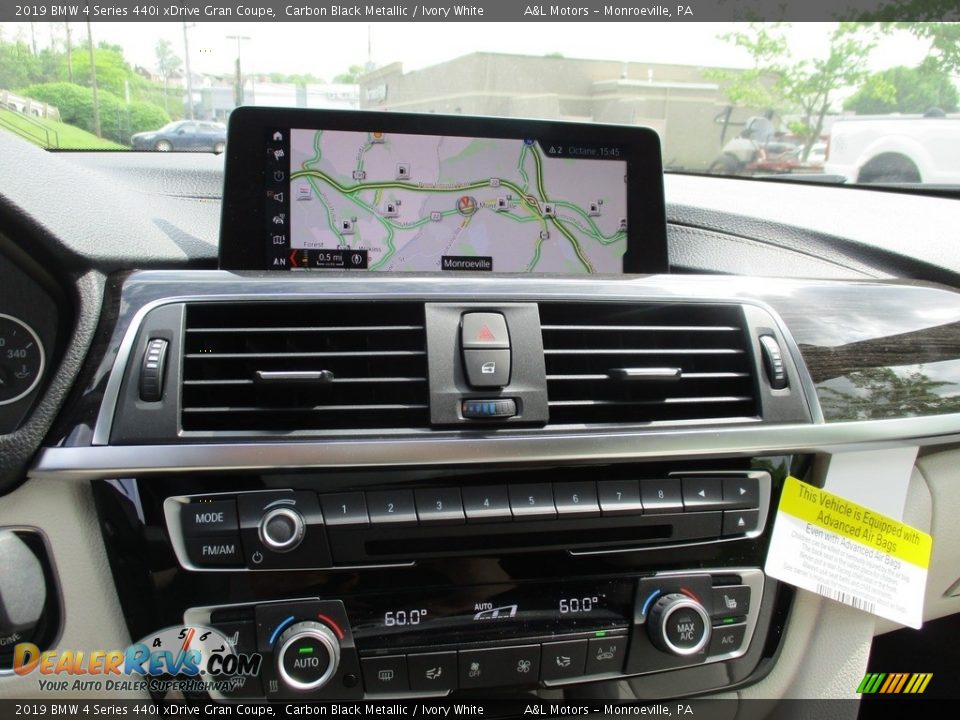 2019 BMW 4 Series 440i xDrive Gran Coupe Carbon Black Metallic / Ivory White Photo #15