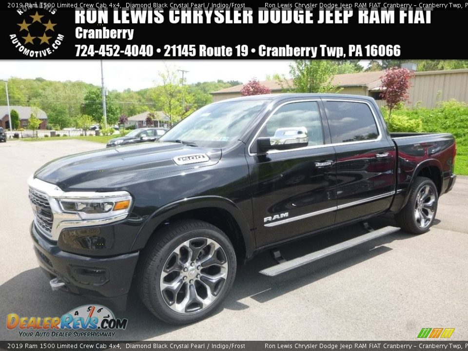 2019 Ram 1500 Limited Crew Cab 4x4 Diamond Black Crystal Pearl / Indigo/Frost Photo #1