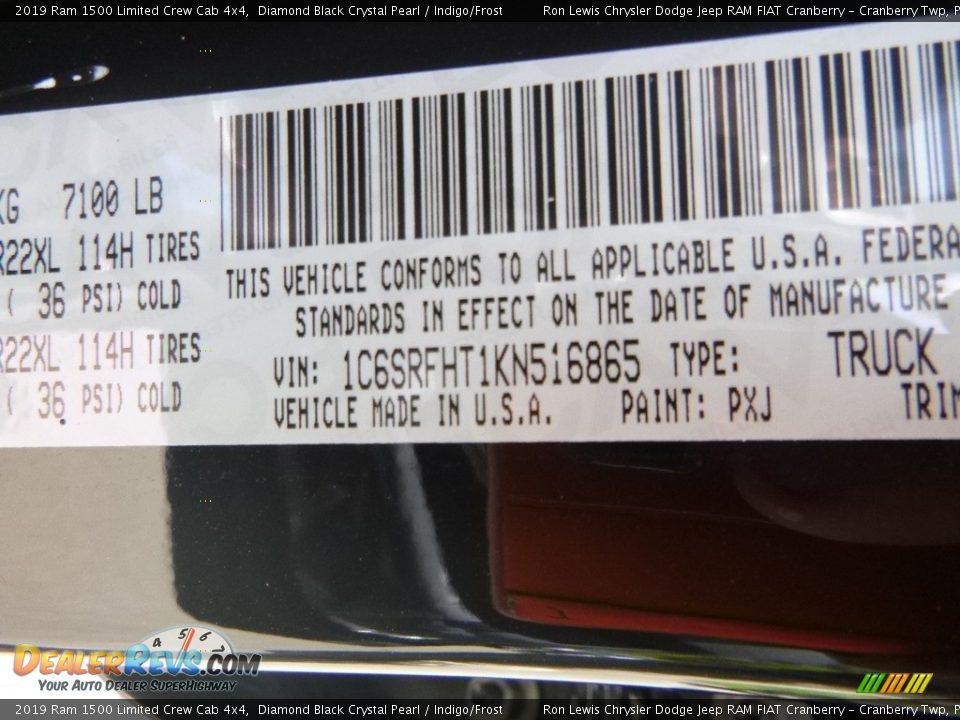 2019 Ram 1500 Limited Crew Cab 4x4 Diamond Black Crystal Pearl / Indigo/Frost Photo #16