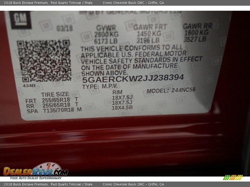 2018 Buick Enclave Premium Red Quartz Tintcoat / Shale Photo #13