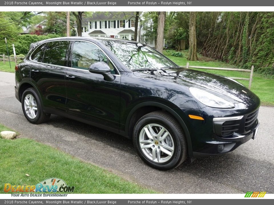 2018 Porsche Cayenne Moonlight Blue Metallic / Black/Luxor Beige Photo #8