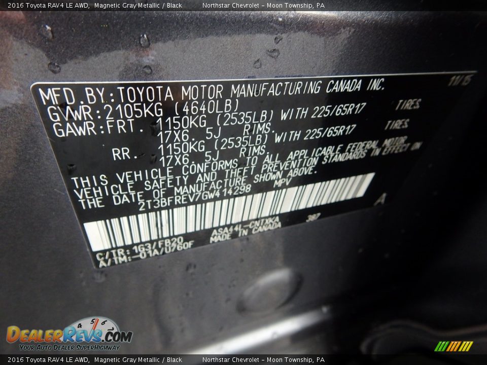 2016 Toyota RAV4 LE AWD Magnetic Gray Metallic / Black Photo #28