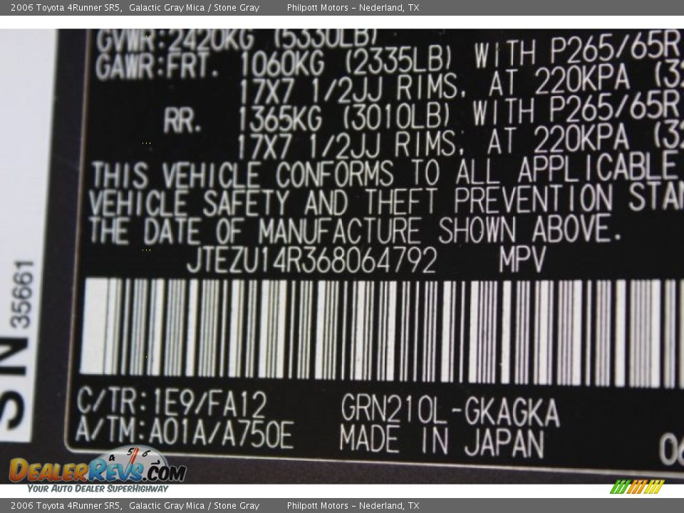 2006 Toyota 4Runner SR5 Galactic Gray Mica / Stone Gray Photo #36