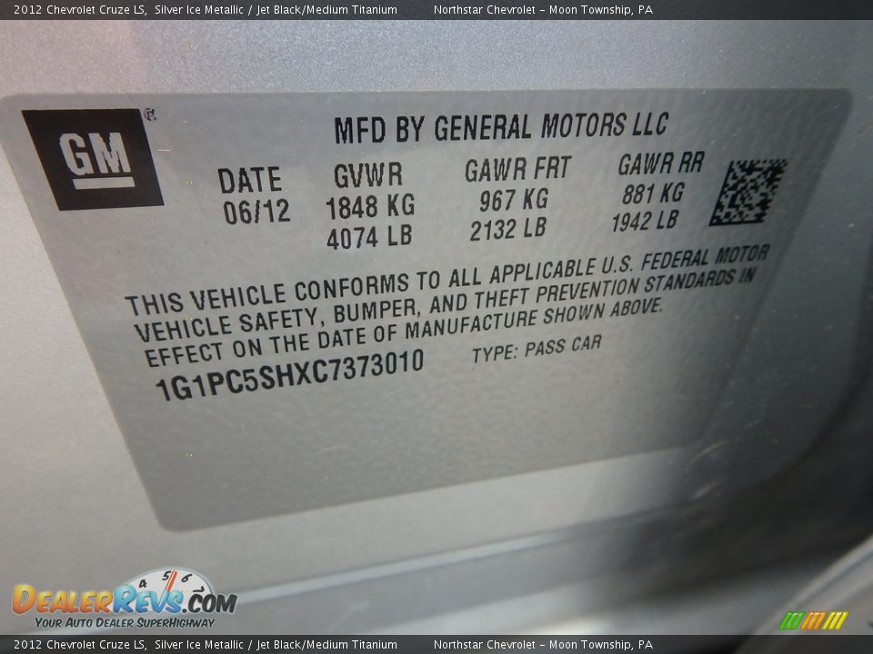 2012 Chevrolet Cruze LS Silver Ice Metallic / Jet Black/Medium Titanium Photo #14
