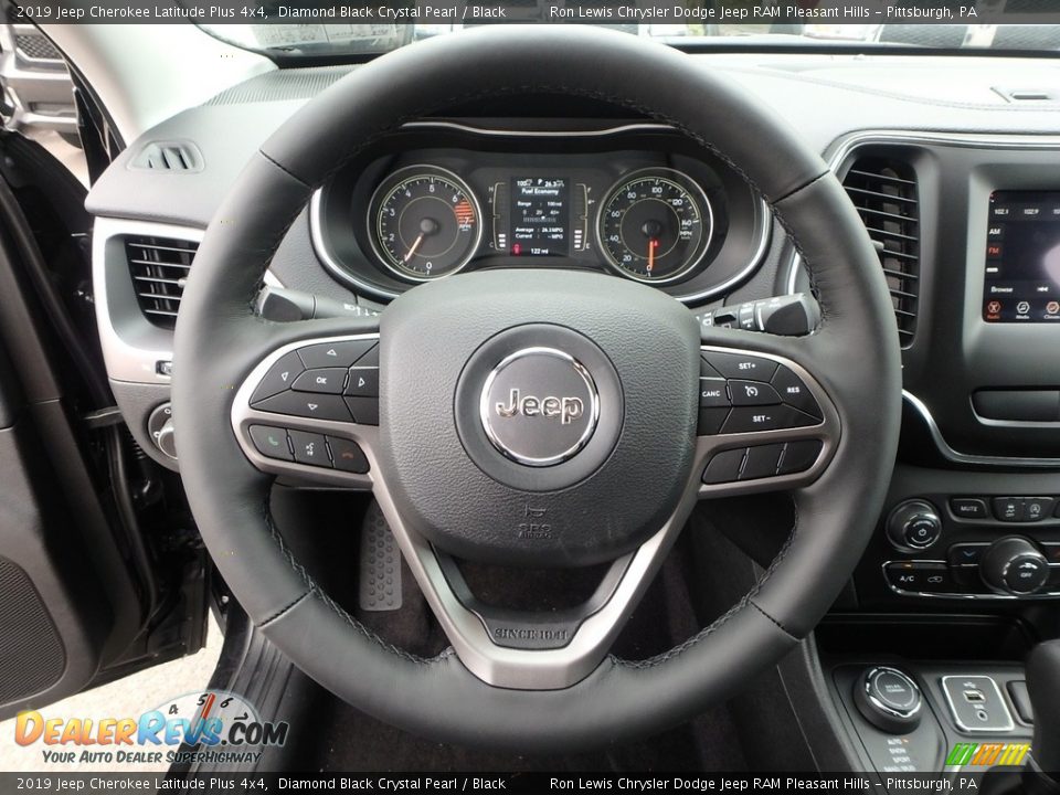 2019 Jeep Cherokee Latitude Plus 4x4 Diamond Black Crystal Pearl / Black Photo #19