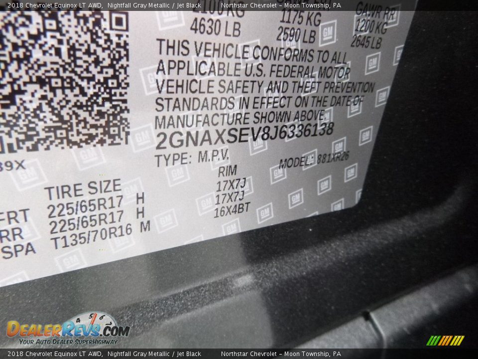 2018 Chevrolet Equinox LT AWD Nightfall Gray Metallic / Jet Black Photo #15
