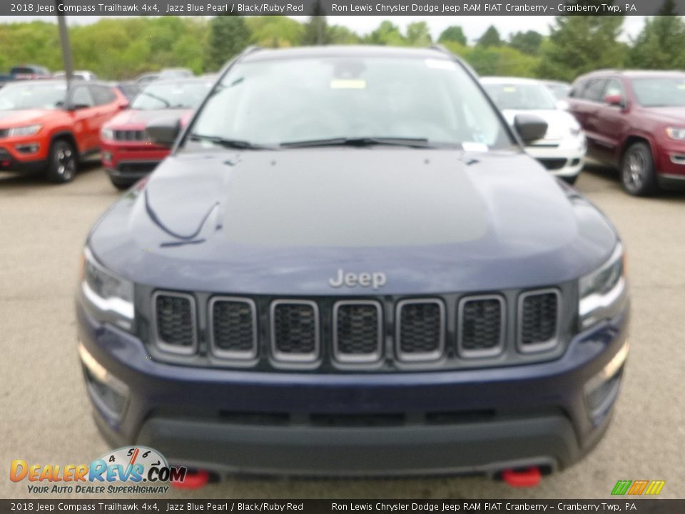 2018 Jeep Compass Trailhawk 4x4 Jazz Blue Pearl / Black/Ruby Red Photo #8
